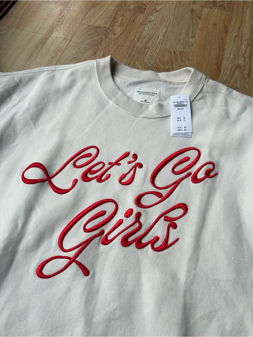 NWT Abercrombie Lets Go Girls Crew Neck Sweatshirt Size Medium - Picture 2 of 4
